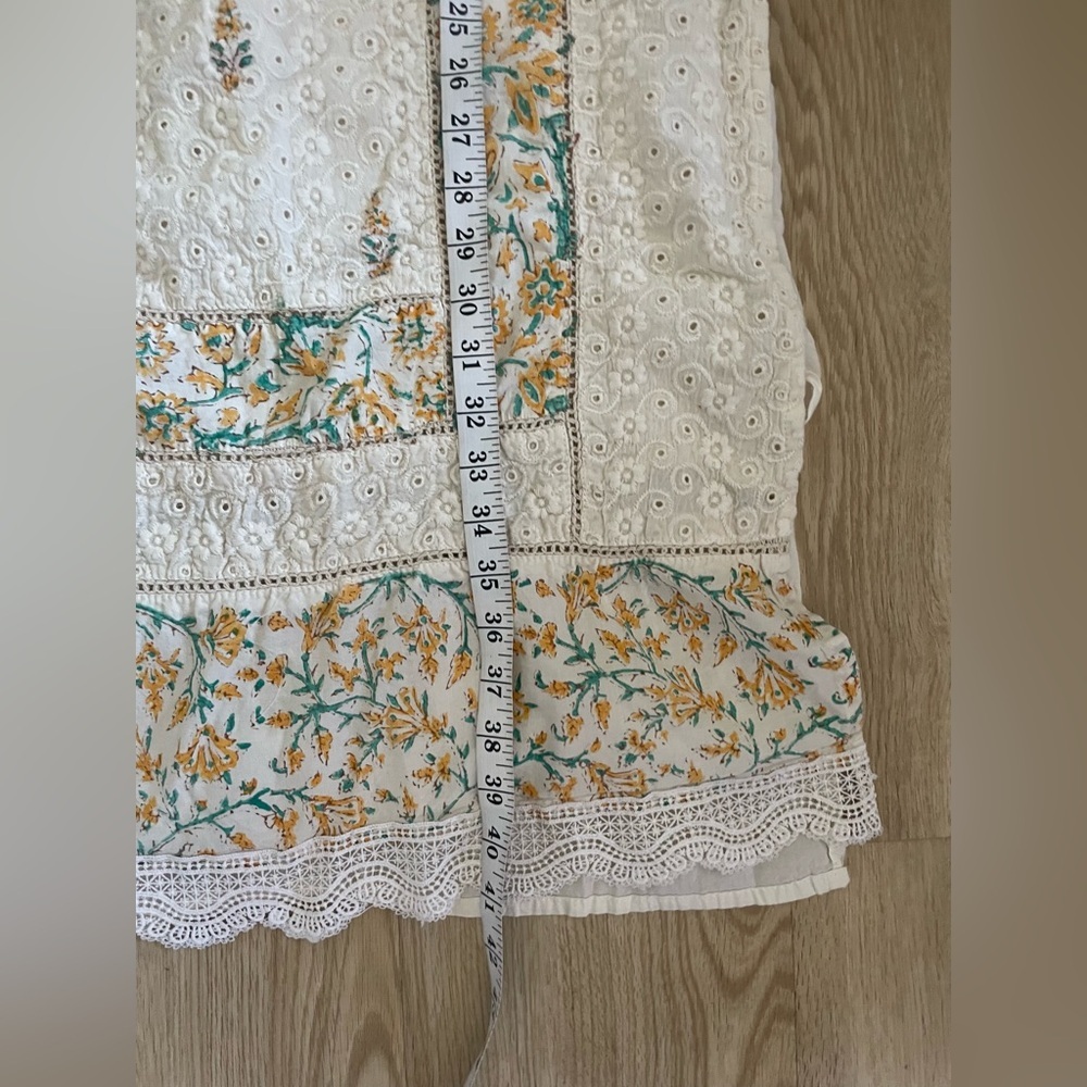 Artisan Block Print Kurti Tunic with Dupatta Boho Chikankari Eyelet Cotton Dress - Picture 12 of 16